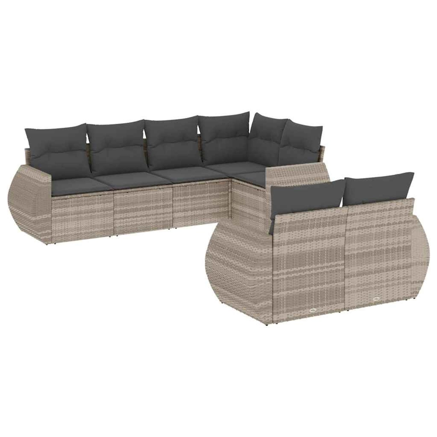 vidaXL 7-Tlg Garten-Sofagarnitur mit Kissen Hellgrau Poly Rattan 3253949 günstig online kaufen