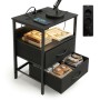 Schwarzer Relaxdays Beistelltisch/Nachttisch mit LED, USB und Schubladen, 60x40x30 cm.
