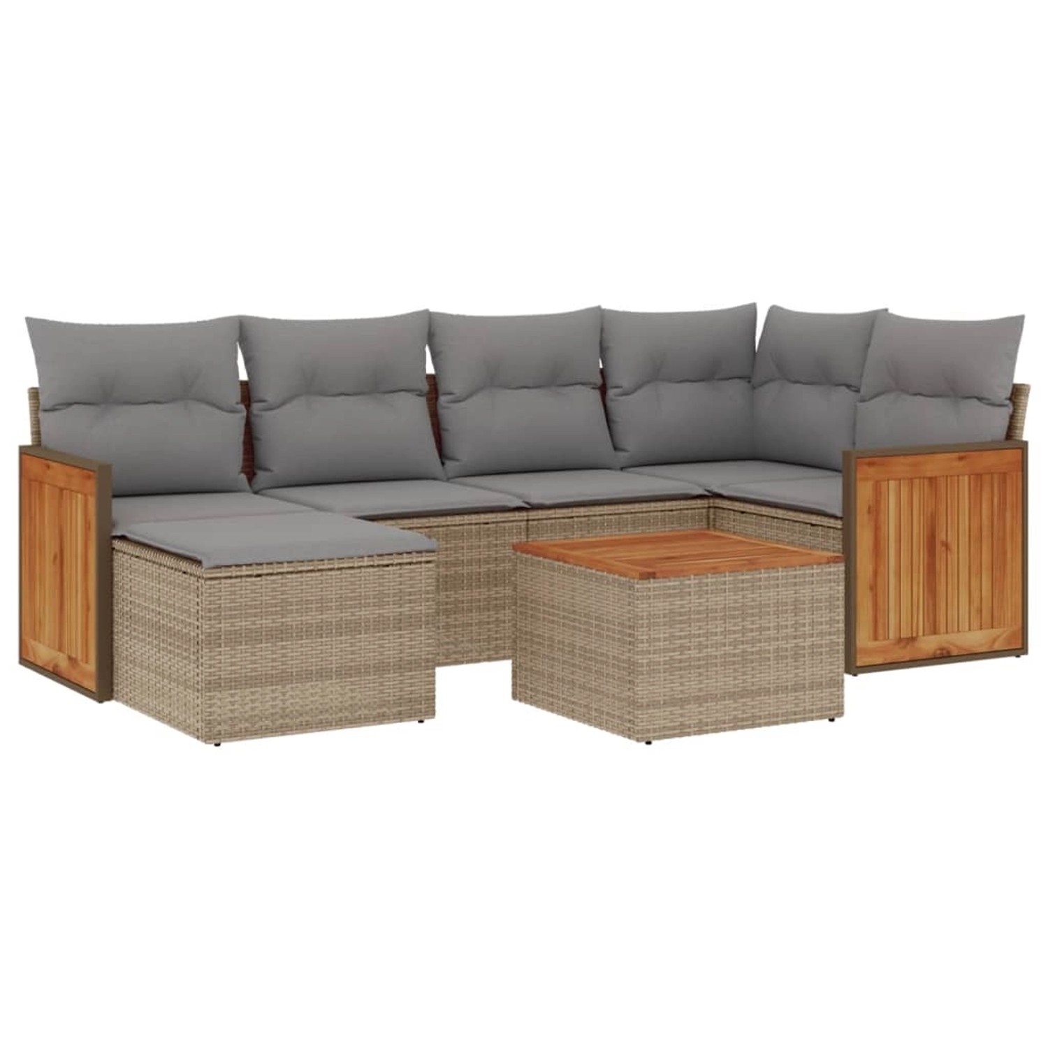 vidaXL 7-Tlg Garten-Sofagarnitur mit Kissen Beige Poly Rattan 3260267 günstig online kaufen