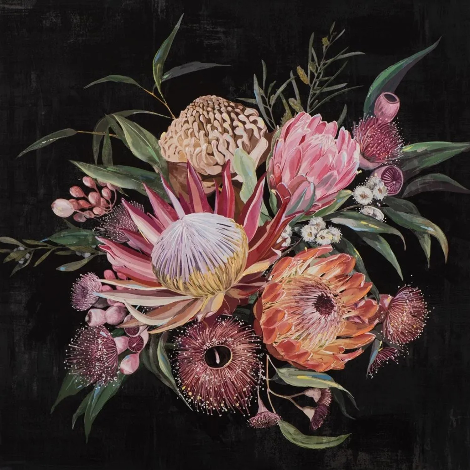 Art Universe Leinwandbild Blumenstrauß auf Dunklem Hintergrund 100 x 100 cm