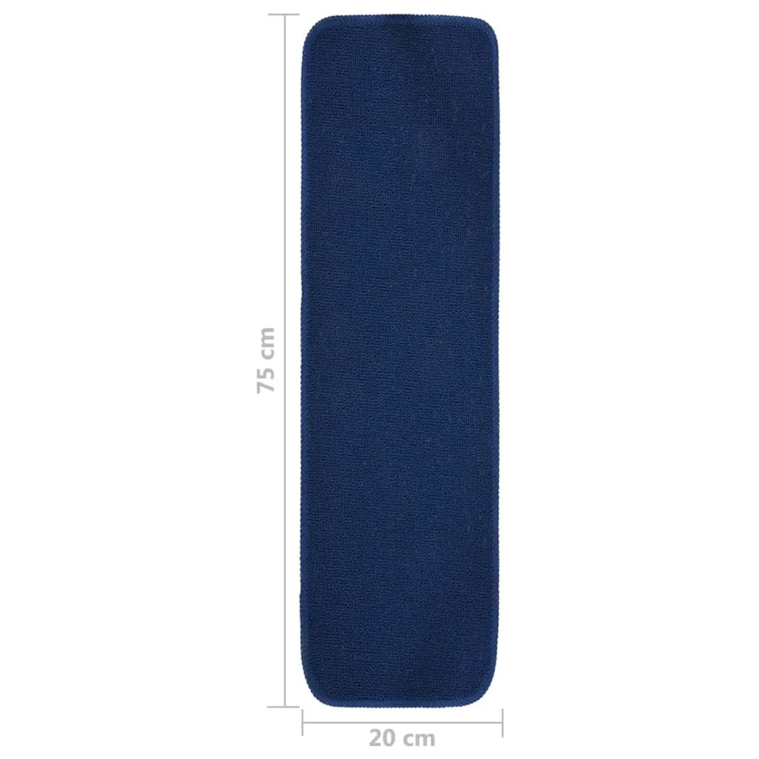 Marineblaue Antirutsch Stufenmatte, rechteckig, 75x20 cm. Weicher PP-Teppich für Treppen.