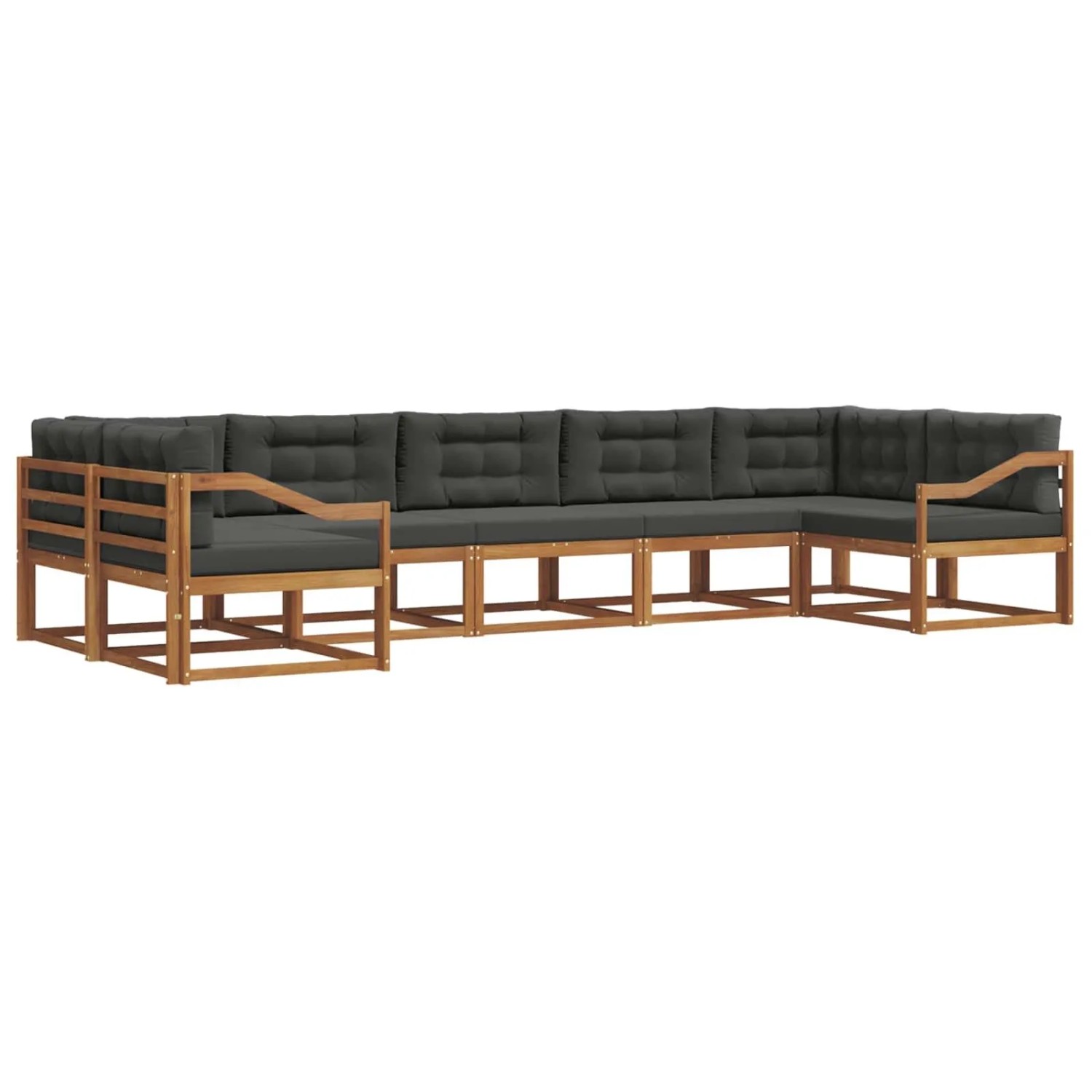 vidaXL Outdoor-Sofagarnitur mit Kissen 7-Tlg Natur und Anthrazit 3368120
