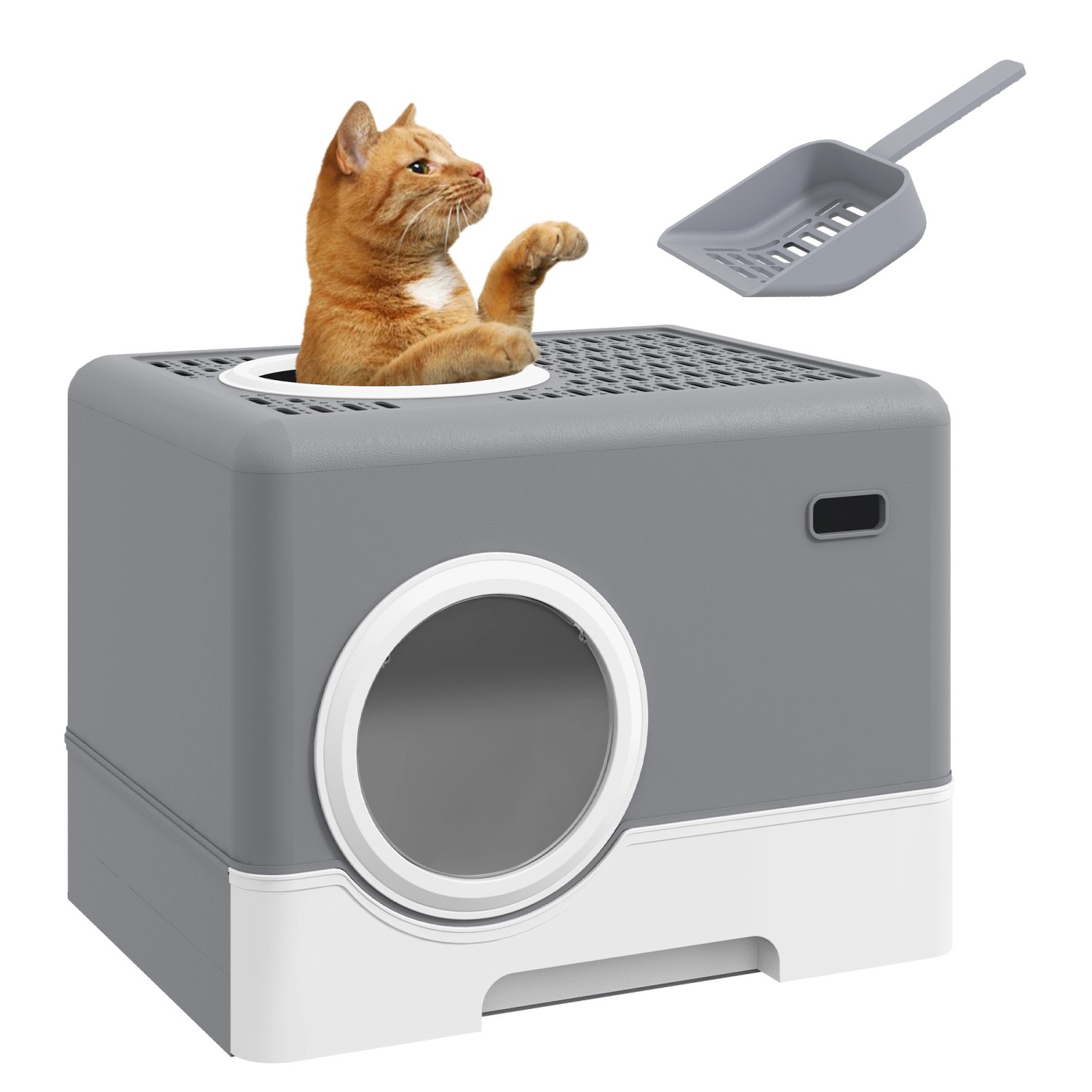 PawHut Katzentoilette mit Deckel 2 Ausgänge günstig online kaufen