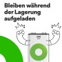 GP Recyko 9V Akku, 200mAh, wiederaufladbar. Illustration mit Energie-Symbolen.