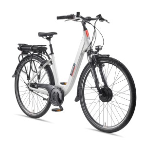 Telefunken City E-Bike 28 Zoll, weiß, mit Frontmotor, 7-Gang Nabenschaltung und Gepäckträger.