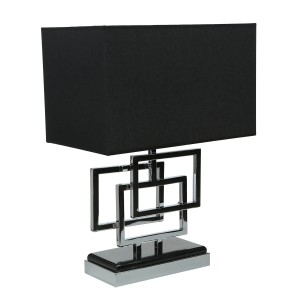 EASYLIGHT Beistelllampe Schwarz Silber 49 cm Hoch Stoff Metall E27