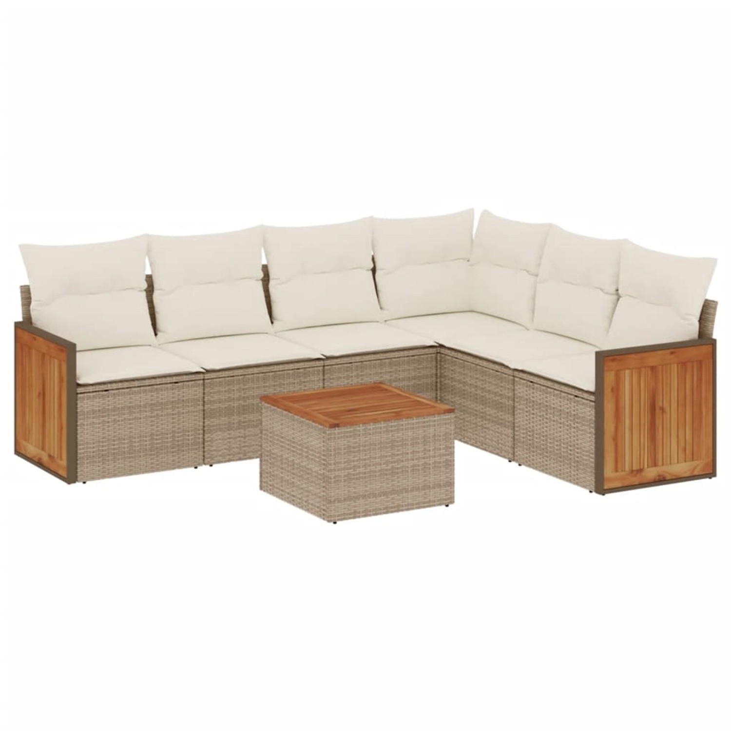 vidaXL 7-Tlg Garten-Sofagarnitur mit Kissen Beige Poly Rattan 3260091 günstig online kaufen