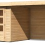 Karibu Holz-Gartenhaus Boras, unbehandelt, mit Anbau und Doppeltür. Ideal zur Aufbewahrung im Garten.