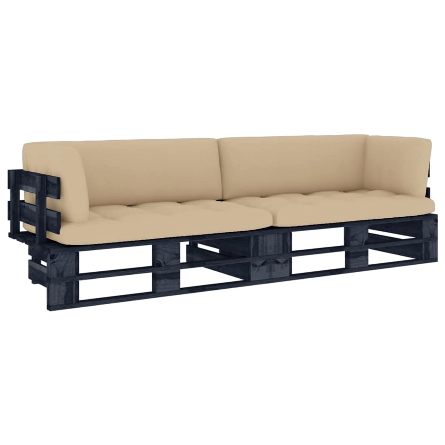 vidaXL 2-Sitzer-Palettensofa Schwarz Imprägniertes Kiefernholz 3066652