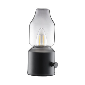 Schwarze PR Home LED Akku-Tischleuchte im Öllampen-Design, 20x9x9cm.