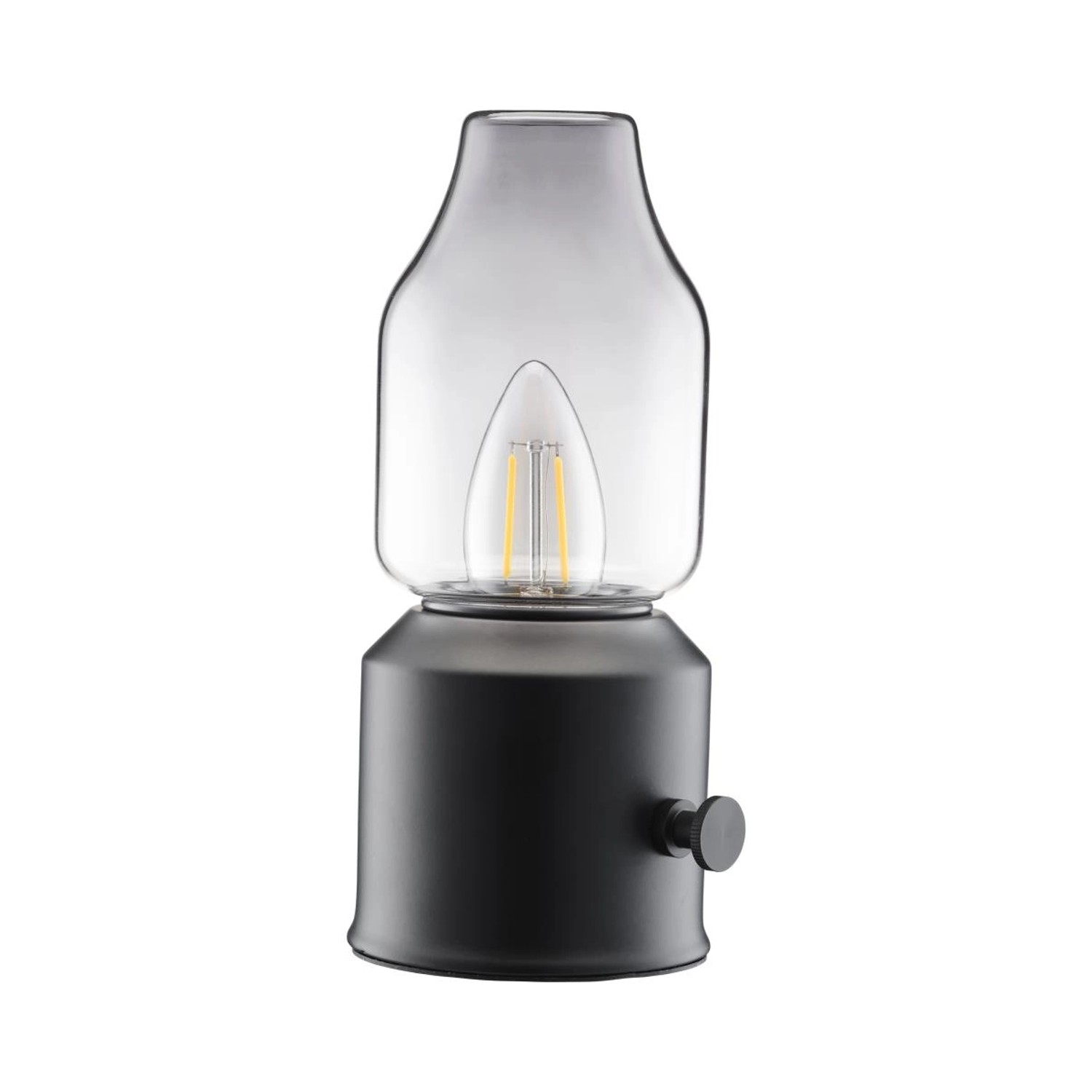PR Home Lystra LED Akku-Tischleuchte im Vintage Öllampe Look Schwarz IP44 20x9x9cm