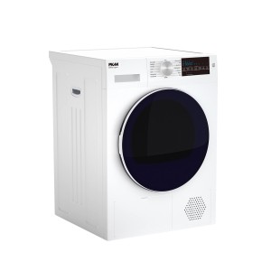 PKM Wärmepumpentrockner WPT9-15A++ in Weiß mit schwarzer Tür. Energieeffizienz A++.