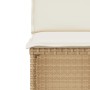 Detailansicht: Beige Poly Rattan Bistro-Stuhl mit cremeweißem Kissen aus dem 3-tlg. Gartenmöbel-Set.