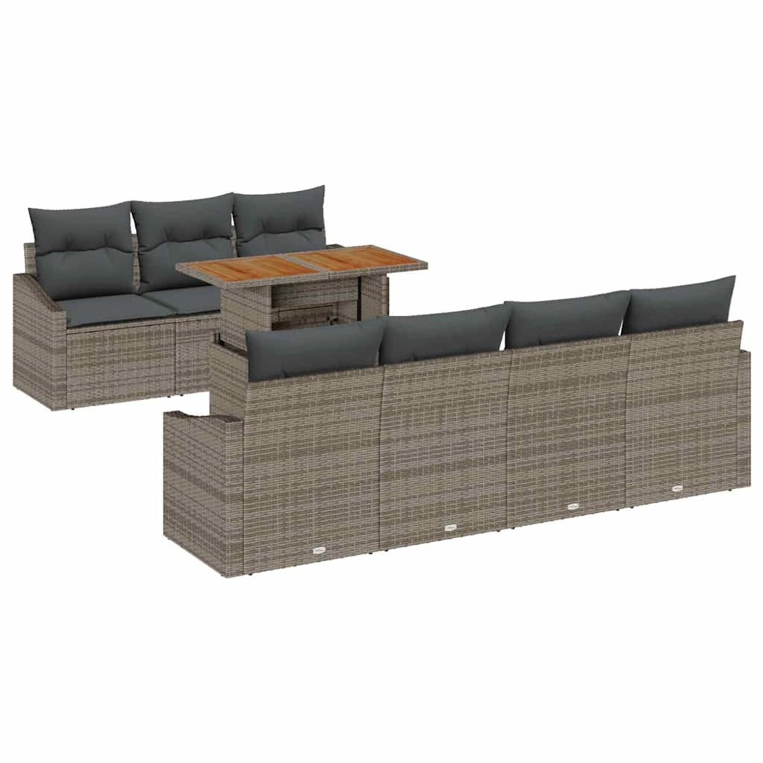 vidaXL Garten-Sofa-Set mit Speicher 8-Tlg Grau Poly Rattan 3358533 günstig online kaufen