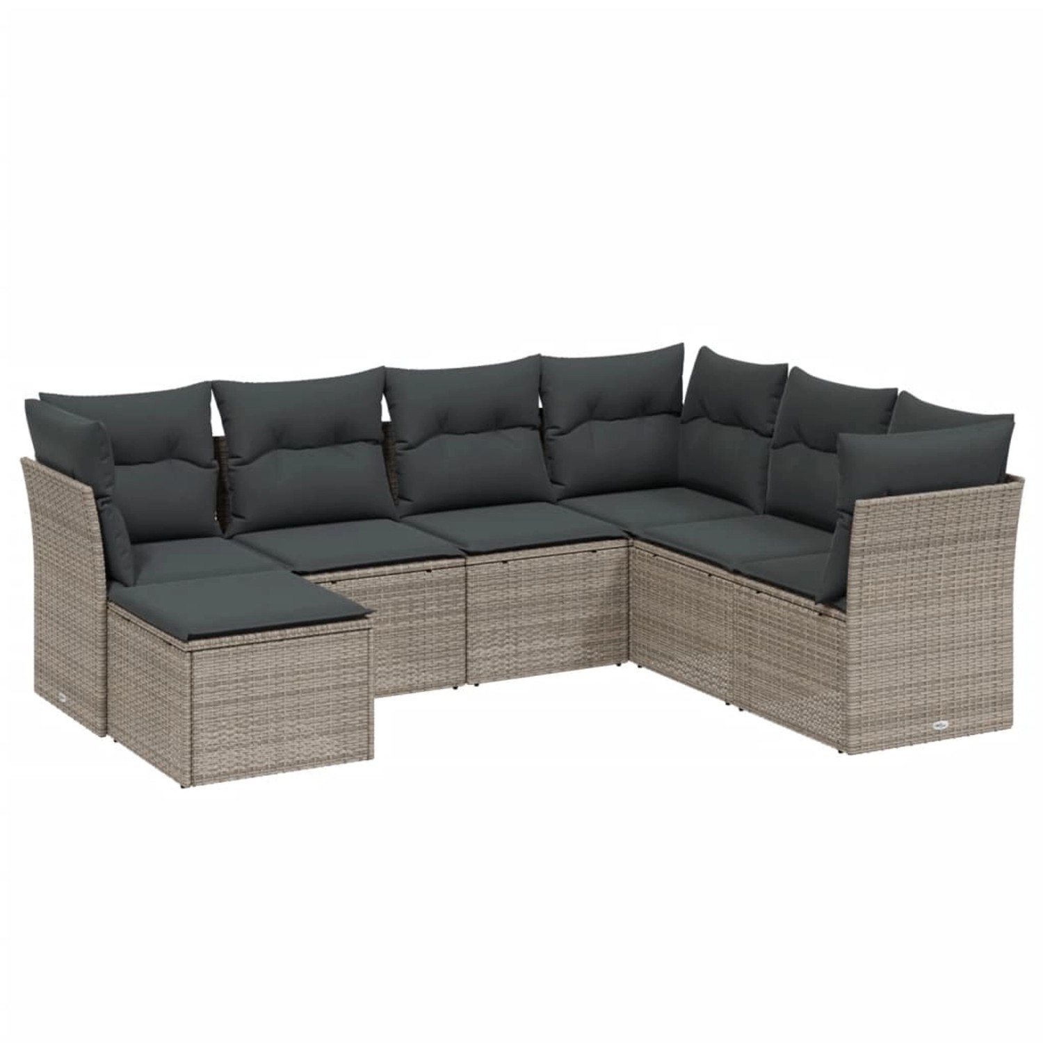 vidaXL 7-Tlg Garten-Sofagarnitur mit Kissen Hellgrau Poly Rattan 3263218 günstig online kaufen