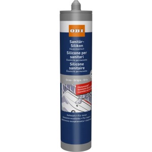 OBI Sanitär-Silikon, grau, 310 ml Tube. Dauerelastisch, schimmelhemmend für Fugen in Bad & Küche.