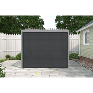 Anthrazitfarbene MWH Rollomarkise 3m an einer Pergola, bietet Sonnenschutz und Windschutz auf der Terrasse.