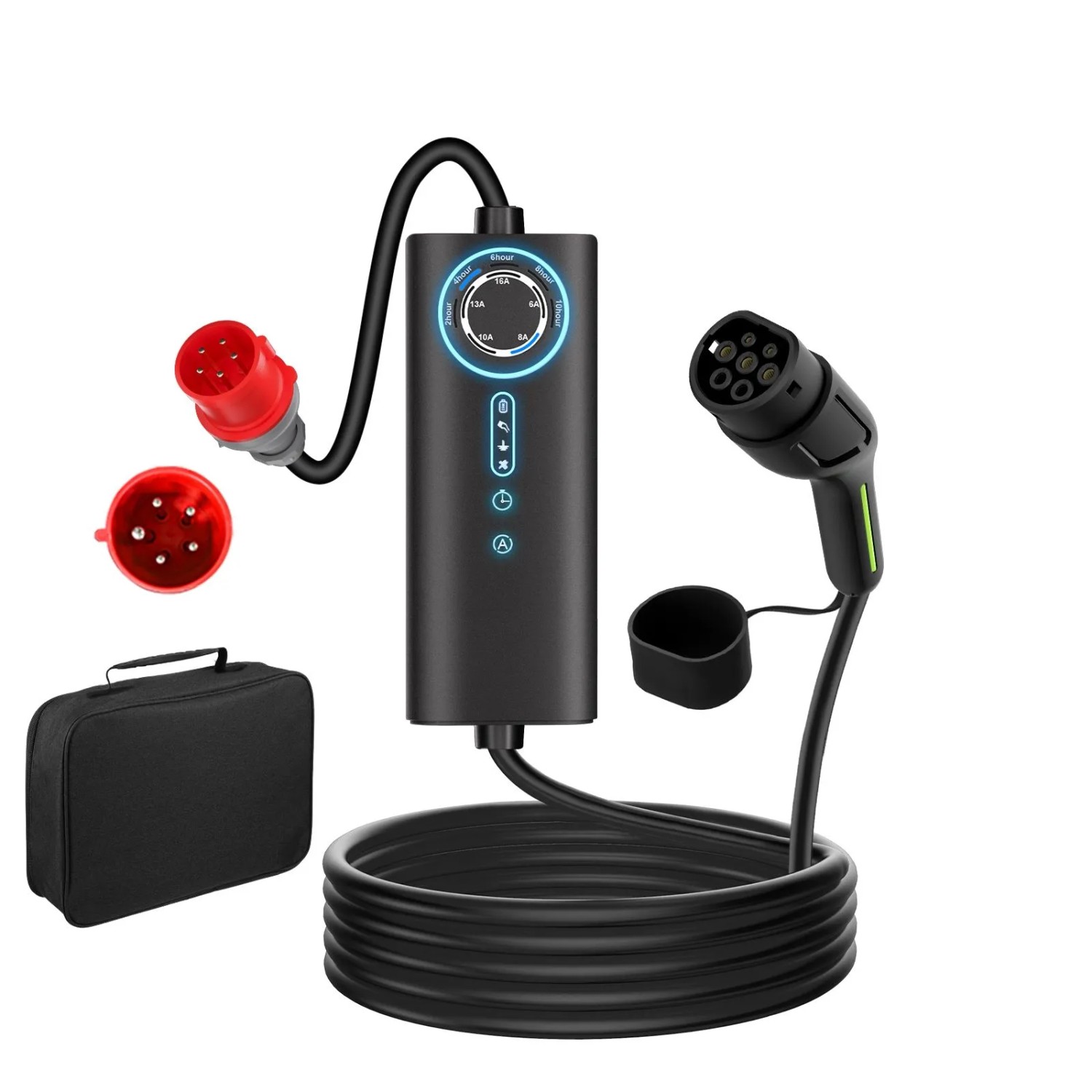 Junsun 11kW Typ 2 EV-Ladegerät 8m Kabel 3-phasig Inkl. Tasche Flexibler Stromanpassung 6-16A