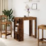 Bartisch mit integriertem Regal in Altholz-Optik aus Holzwerkstoff. Ideal als Stehtisch für Küche oder Wohnzimmer.