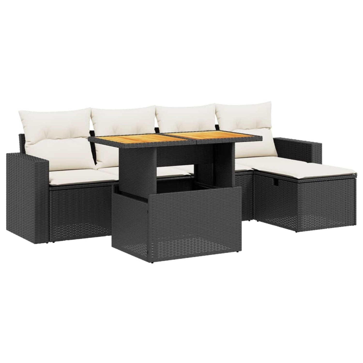 vidaXL 6-Tlg Garten-Sofagarnitur mit Kissen Schwarz Poly Rattan 3275583 günstig online kaufen