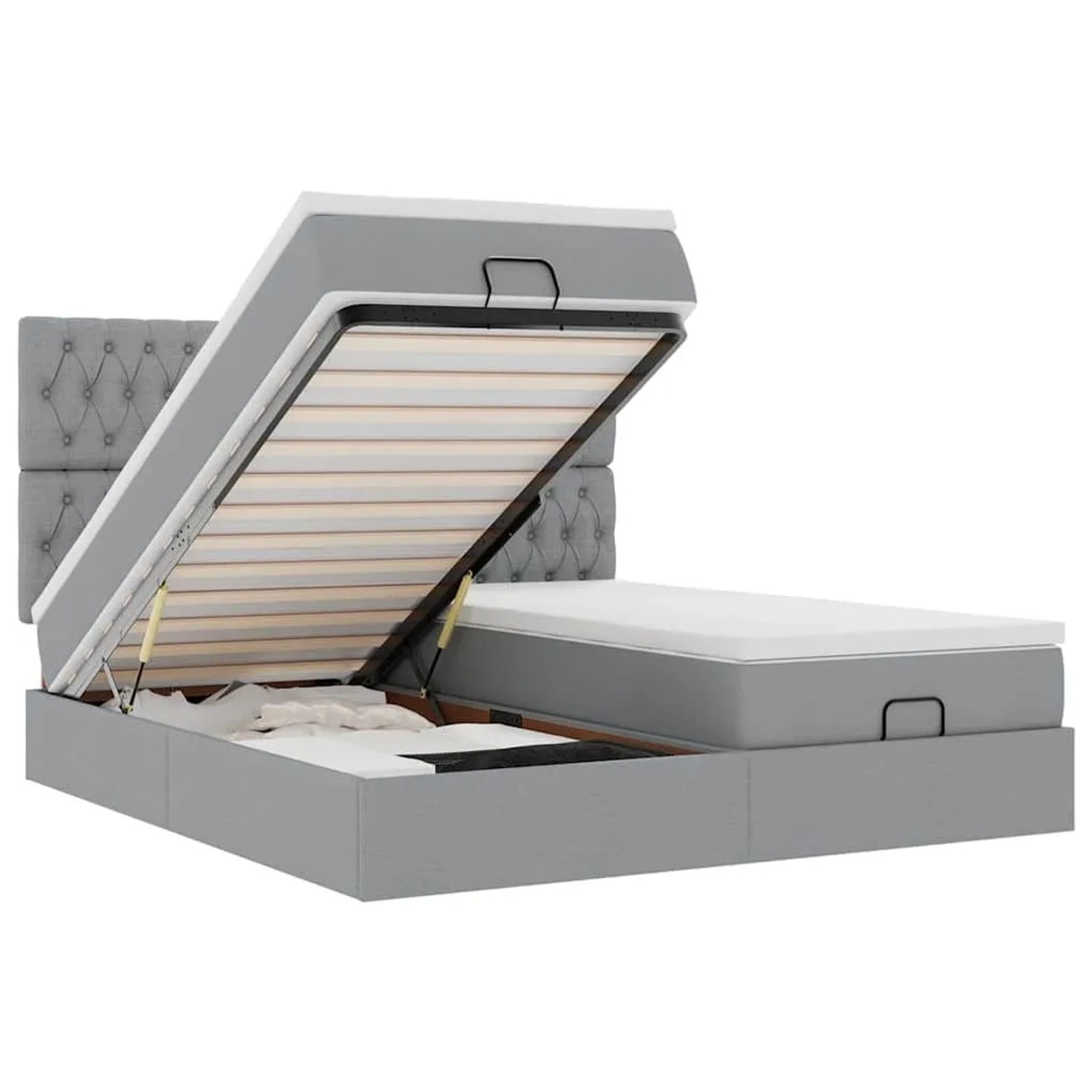 vidaXL Ottoman-Bett mit Matratzen Hellgrau 160x200 cm Stoff 3313706