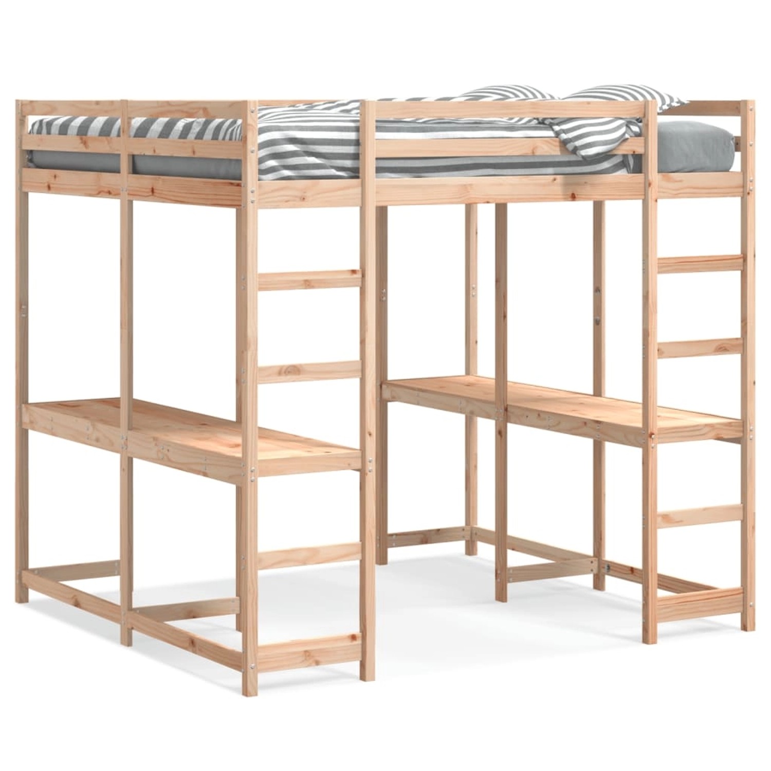 vidaXL Hochbett mit Schreibtisch & Leiter 180x200 cm Massivholz Kiefer20986 günstig online kaufen