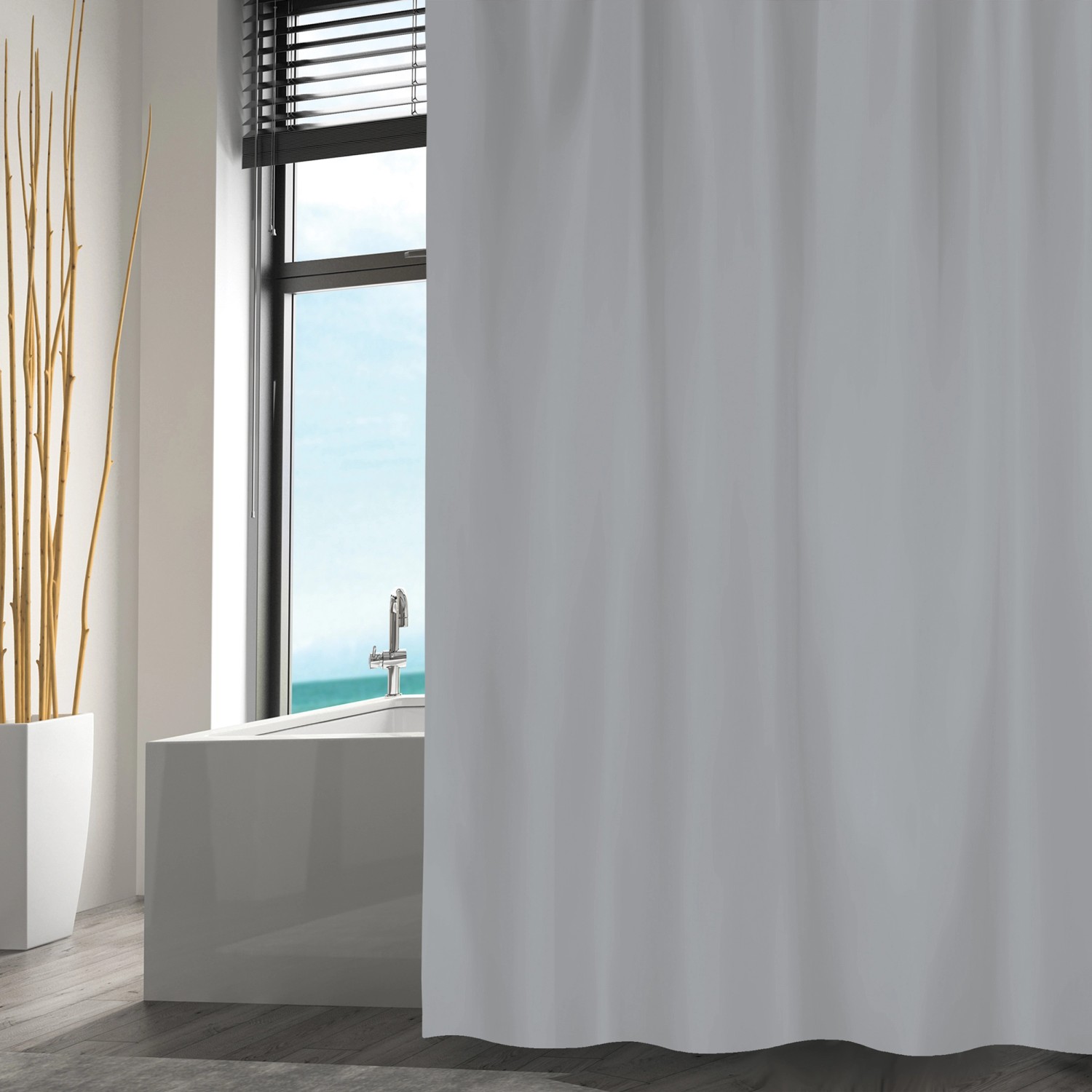 MSV Duschvorhang Polyester 180 cm x 200 cm Grau günstig online kaufen