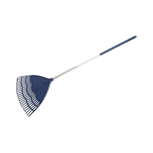 LUX Fächerbesen Comfort mit Alustiel, blau, zum Zusammenharken von Laub und Gartenabfällen.