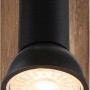 Globo Strahler Drew, 1-flammig, dunkelbraunes Holz, schwarzer Metall-Spot.