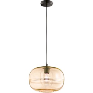 Amberfarbene Fischer & Honsel Pendelleuchte Ink mit Glas-Schirm, Ø 29,5 cm.