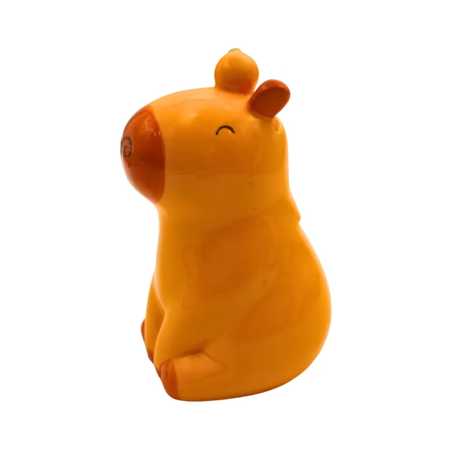Gelbe Capybara Sparbüchse aus Keramik, Kinderspardose mit Gummistopfen. Ideal als Geschenkartikel.