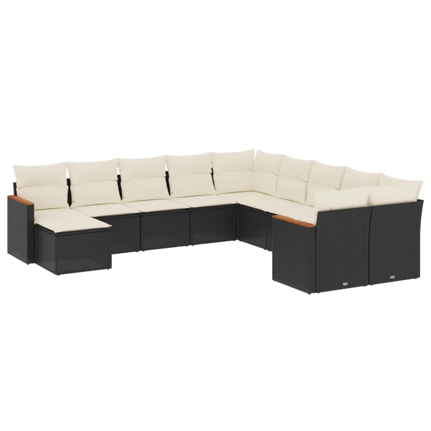 vidaXL 11-Tlg Garten-Sofagarnitur mit Kissen Schwarz Poly Rattan 3258969