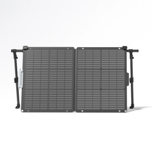Zusammengeklapptes Litheli Solar Panel 60W SSU-60S mit Stützfüßen. Stromerzeuger für Camping und Outdoor.
