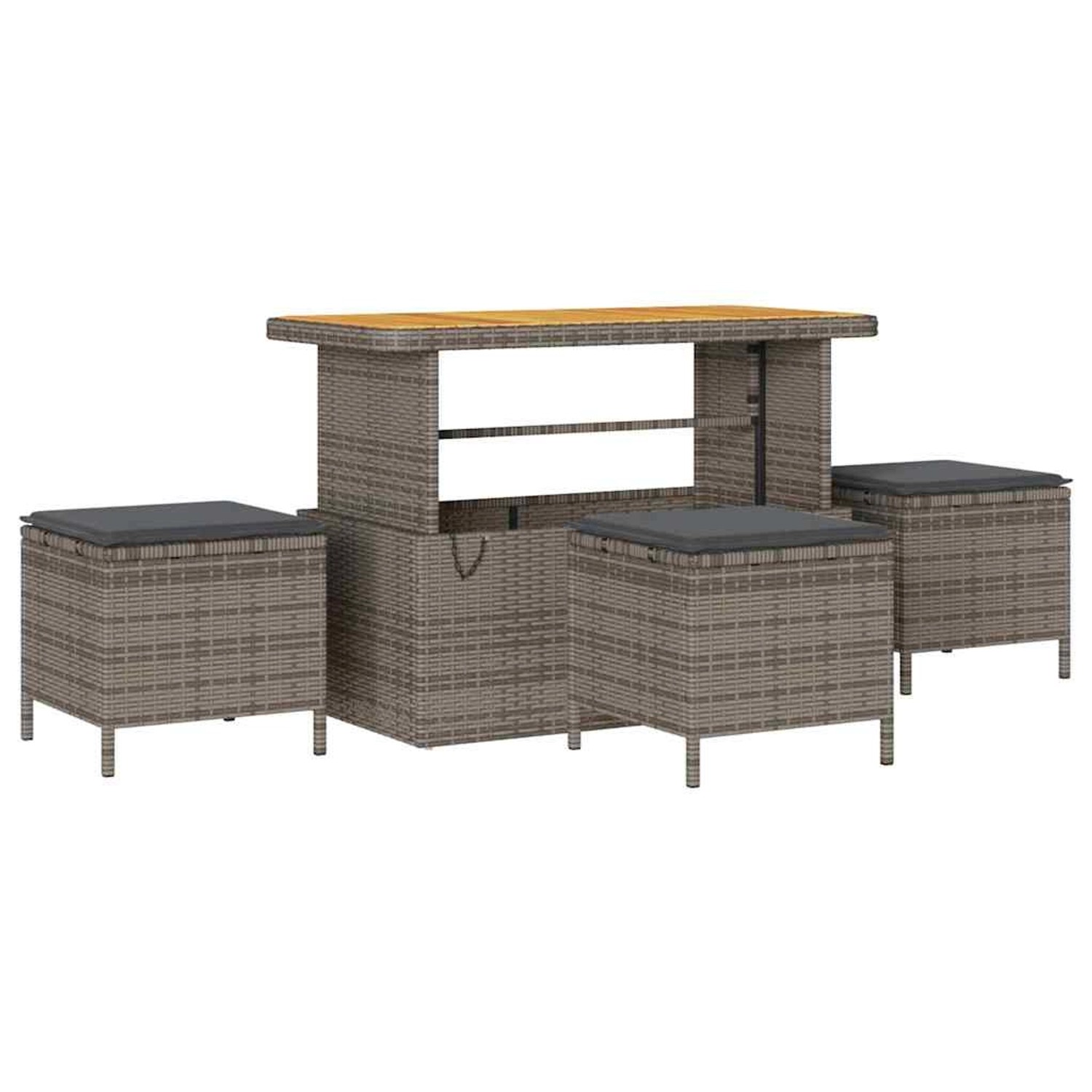 vidaXL Garten Essgruppe 4-Tlg Grau Poly Rattan 42007925 günstig online kaufen
