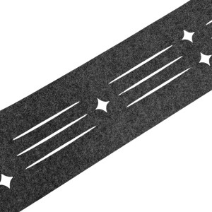 Anthrazitgrauer Sichtschutzstreifen mit Stern- und Linienmuster für Doppelstabmattenzäune.