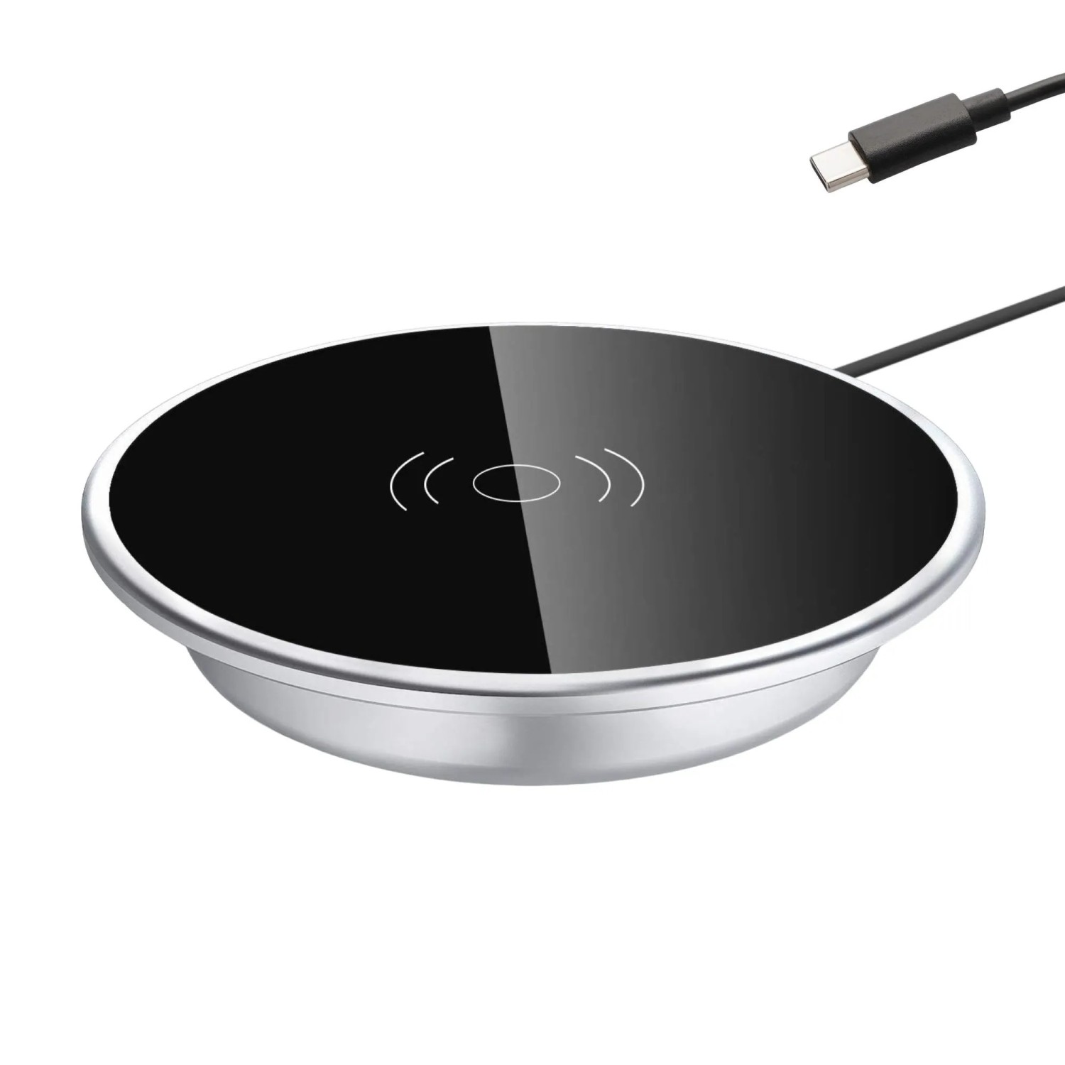 kalb 15W Einbau Drahtlos Ladegerät USB-C Druchmesser 60mm Schnell Ladestation für Smartphones Möbel Induktion Schnellladegerät Wireless Charger Platio
