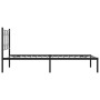 Schwarzes Metall Bettgestell 107x203 cm mit Kopfteil für Matratze (nicht enthalten).