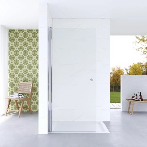 Aquabatos Walk-In Dusche 85x187cm mit Drehtür, ESG Glas, chromfarbenen Profilen. Barrierefreie Duschabtrennung.