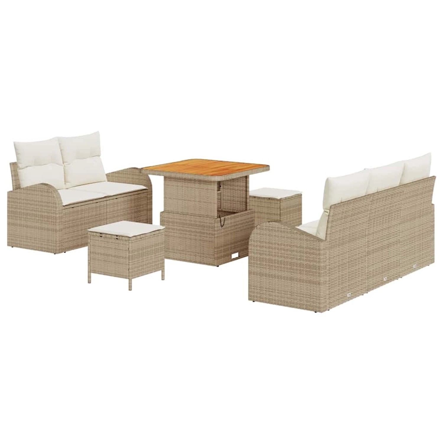 vidaXL Garten-Sofa-Set 8-Tlg Beige Poly Rattan 3362336 günstig online kaufen