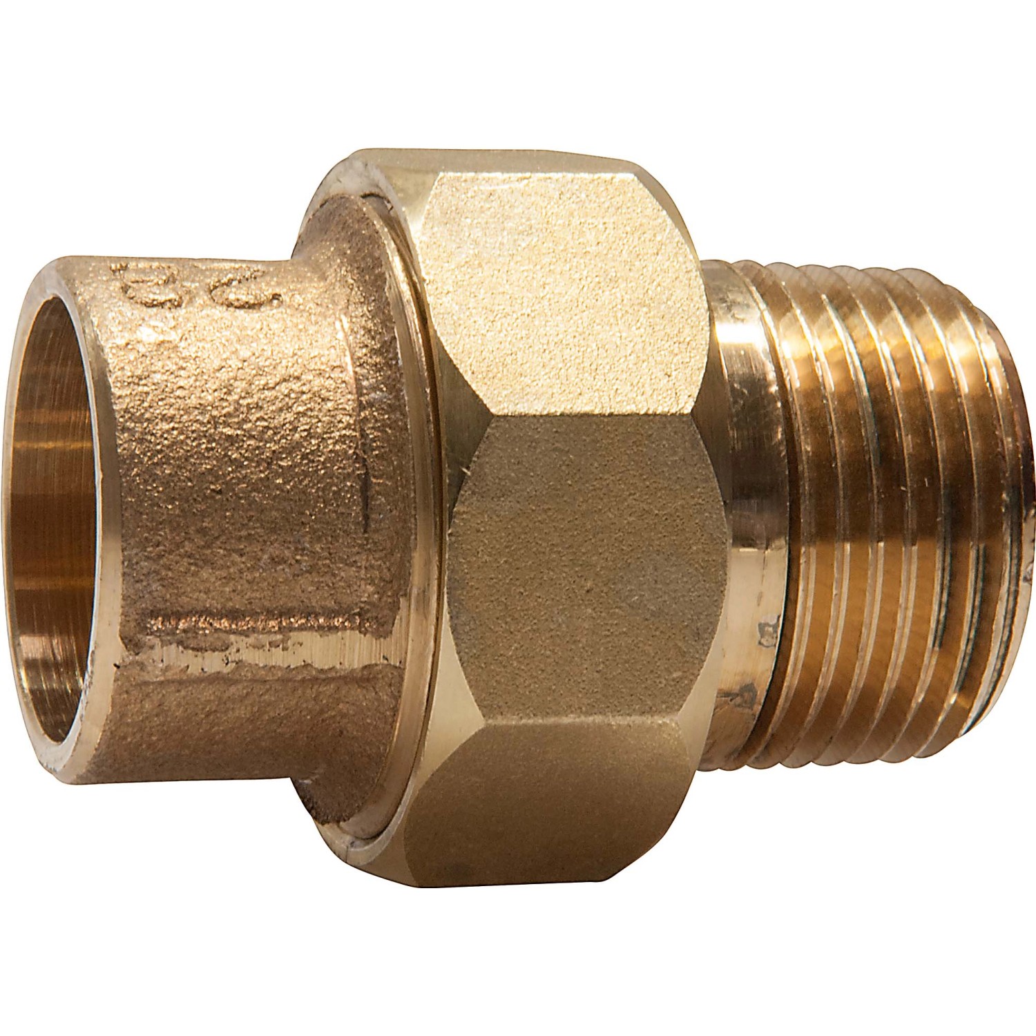 Löt-Verschraubung aus Rotguss, 28 mm x 33,3 mm (R 1), für Kupferrohre.