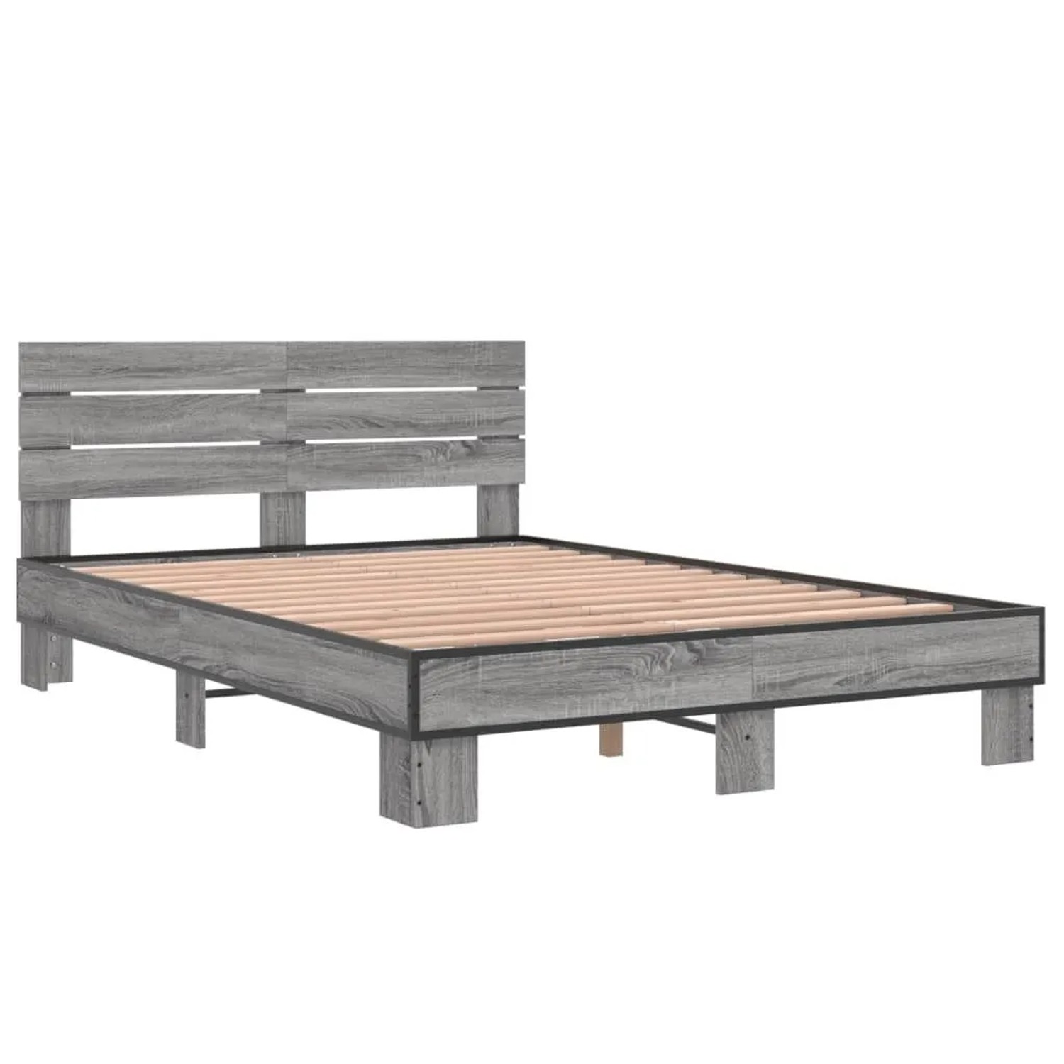 vidaXL Bettgestell Grau Sonoma 140x200 cm Holzwerkstoff und Metall 3280150 günstig online kaufen