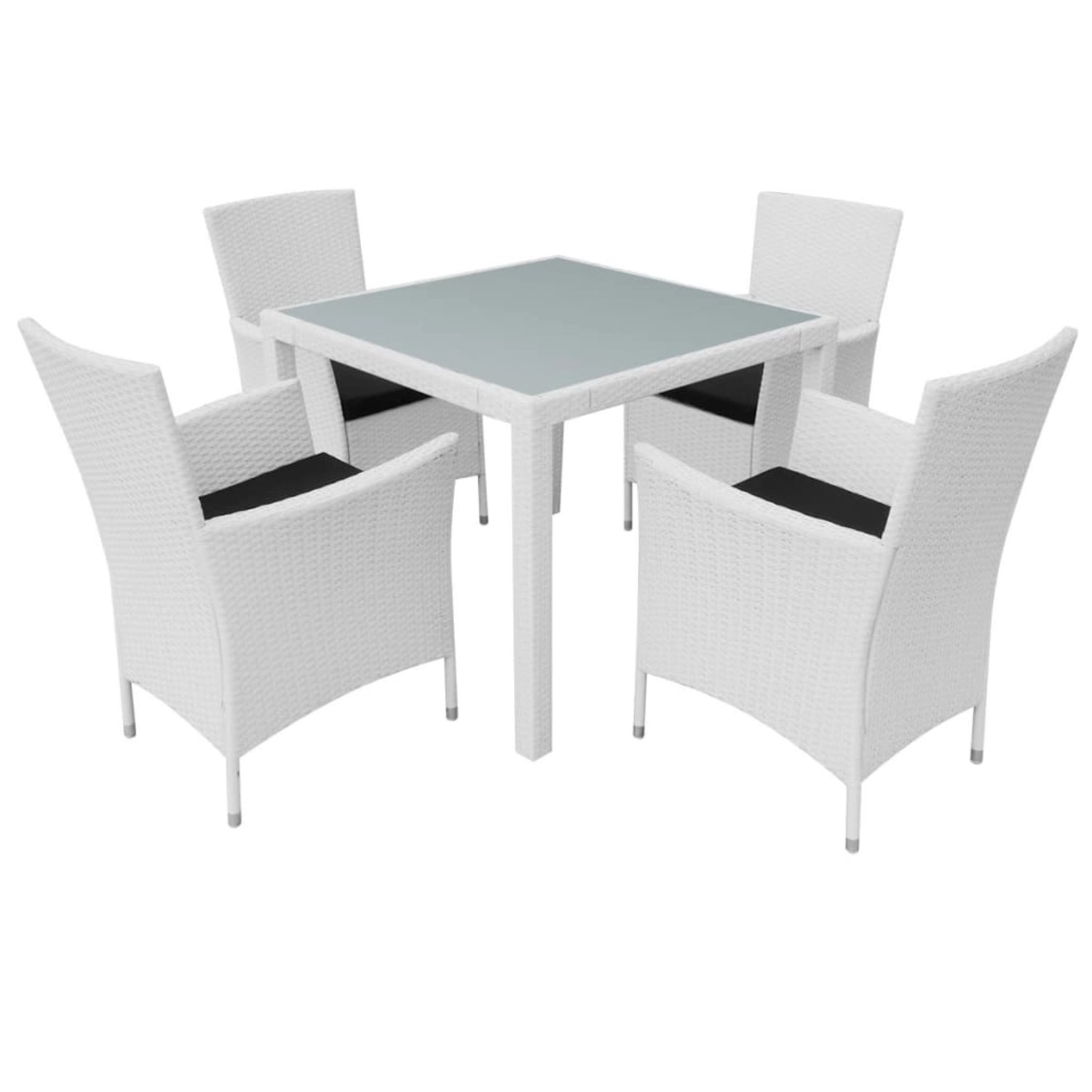 vidaXL 5-Tlg Garten-Essgruppe Poly Rattan Cremeweiß 42502