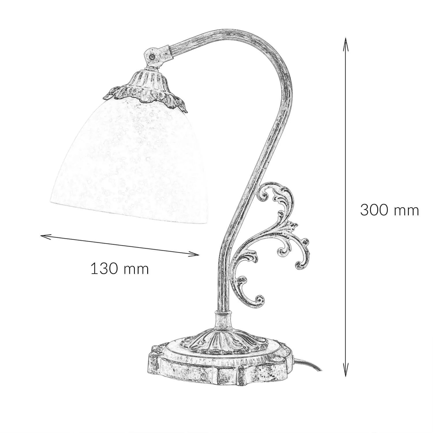 Licht-Erlebnisse Tischlampe Messing Glas 30 cm Schwenkbar E14 In Bronze Antik Weiß_8