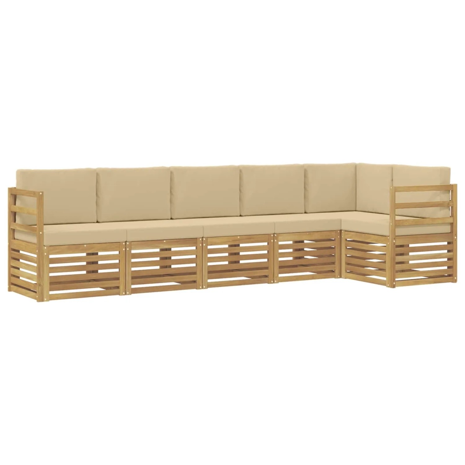 vidaXL Outdoor-Sofagarnitur 6 Stk Weiß und Beige 306 x 128,5 x 73 cm 3391898