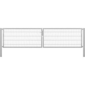 Feuerverzinktes Doppeltor Flexo Plus 400x100 cm mit Pfosten für Gartenzäune.