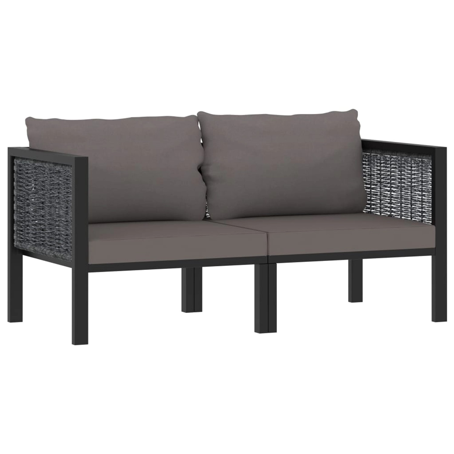 vidaXL 2-Sitzer-Sofa mit Auflage Anthrazit Poly Rattan 49399