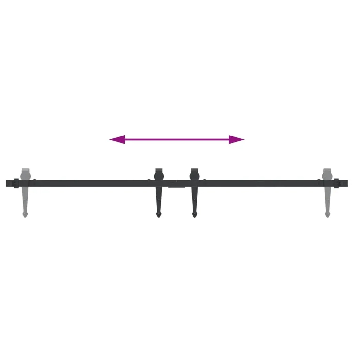 vidaXL Mini Schiebetürbeschlag Set, 122 cm, Carbonstahl, für Schranktüren.