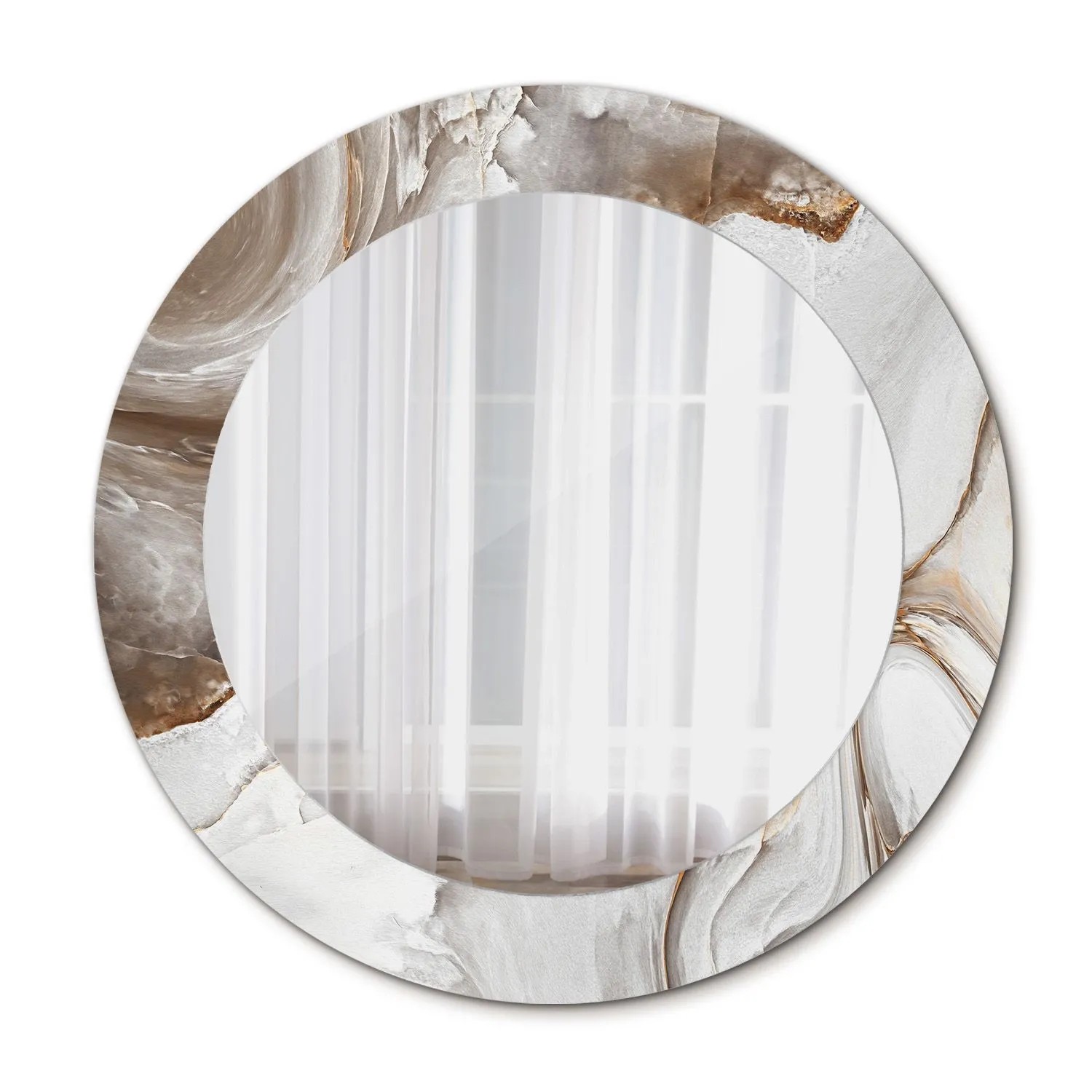 Tulup Bedruckte Spiegel Heller Marmor 60x60 cm Runder Spiegel mit Dekoratio günstig online kaufen