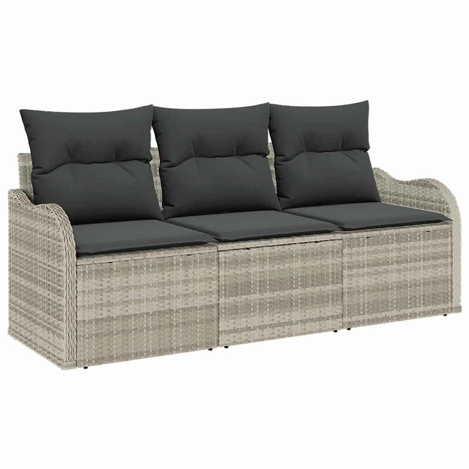 vidaXL Garten-Sofa-Set mit Kissen 3-Tlg Hellgrau Poly Rattan 3345562 günstig online kaufen