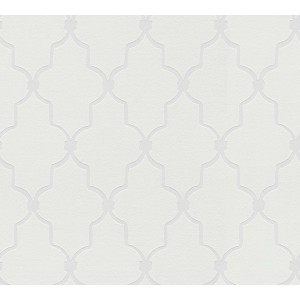 Weiße Vliestapete mit orientalischem Ornamentmuster, überstreichbar. Struktur für Wohn- und Badezimmer.